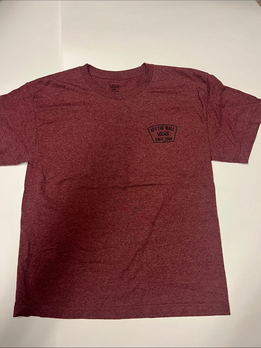 Vans Men's Maroon Short Sleeve Tee with Small Chest Logo